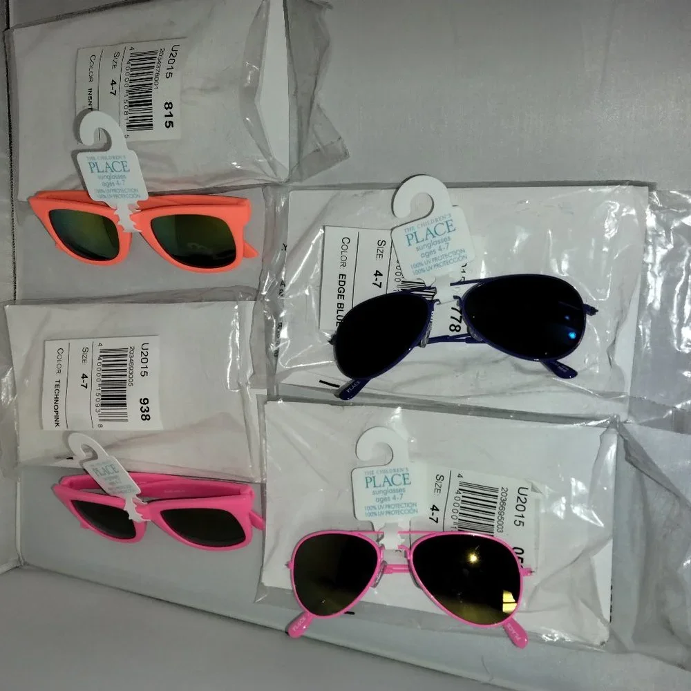 LOT- 4 Pairs The Childrens Place Sunglasses Size 4-7 NOS Pink Blue Orange